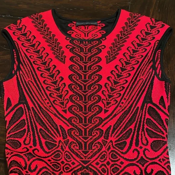 RVN Red and Black Abstract Fit and Flare Dress, Size Small - Picture 1 of 15